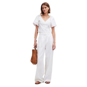 (NWT) Madewell Darted V-Neck Eyelet Floral Top – White, Size 0